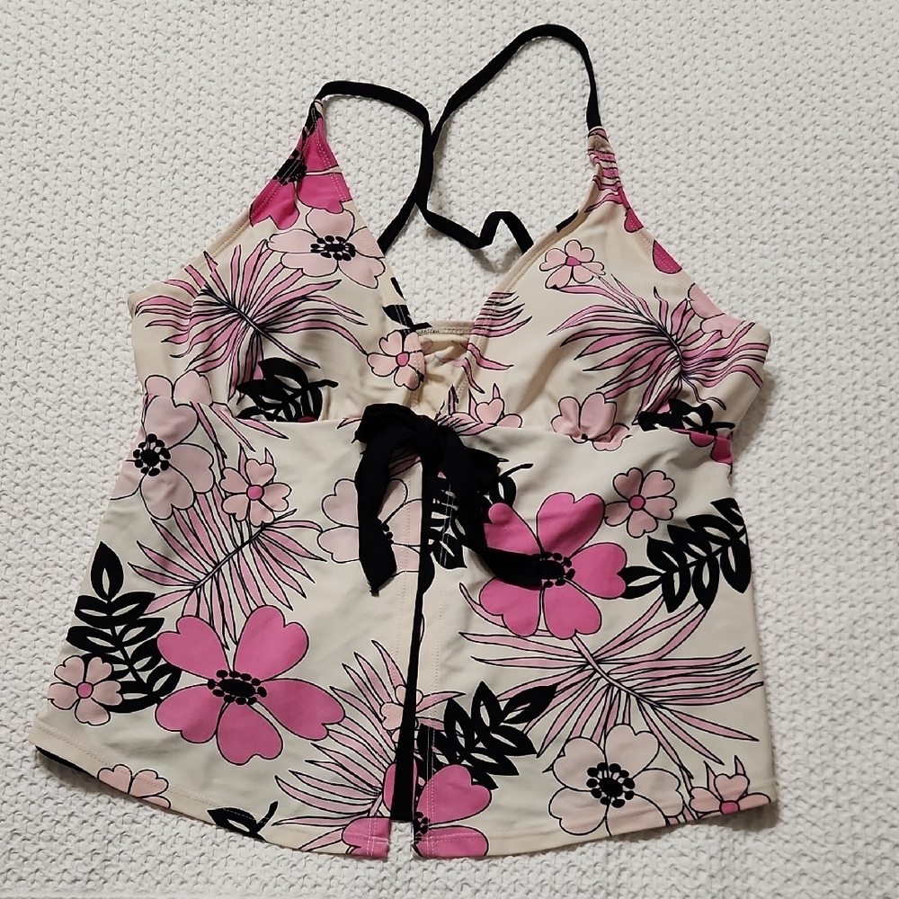 Black and Pink Tie Front Camisole